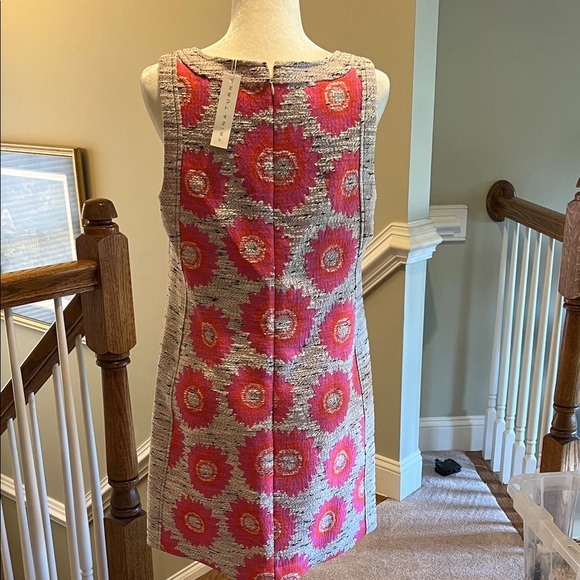 Trina Turk Pink and Tan Tweed Floral Mini Dress, NWT, 12 - Picture 2 of 7